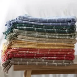 Blankets & Throws-Kirkland's Home Mocha Plaid Fringed Throw Brown