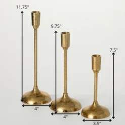 Candle Holders-Kirkland's Home Mod Taper Candle Holders, Set Of 3 Gold