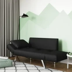Sofas & Loveseats-Kirkland's Home Mod Wing Arm Convertible Sofa Black