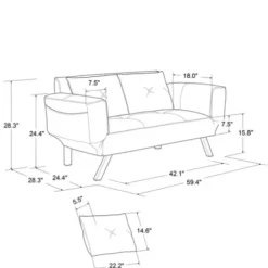 Sofas & Loveseats-Kirkland's Home Mod Wing Arm Convertible Sofa Black