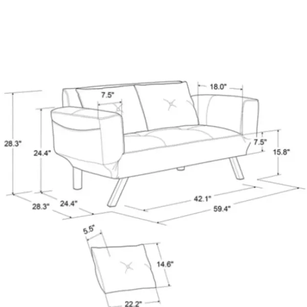 Sofas & Loveseats-Kirkland's Home Mod Wing Arm Convertible Sofa Black