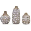 Vases-Kirkland's Home Modern Amber Ribbed Glass Vase Brown