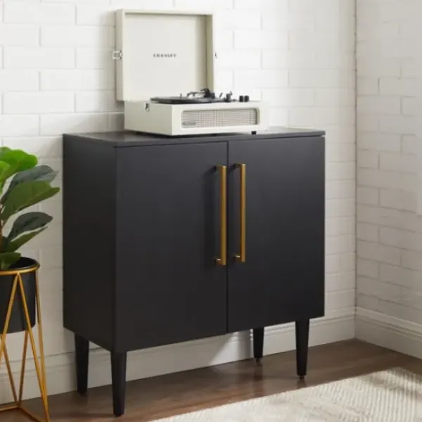 Cabinets & Sideboards-Kirkland's Home Modern Black And Gold Cabinet