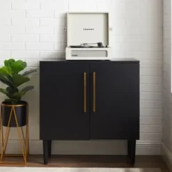 Cabinets & Sideboards-Kirkland's Home Modern Black And Gold Cabinet