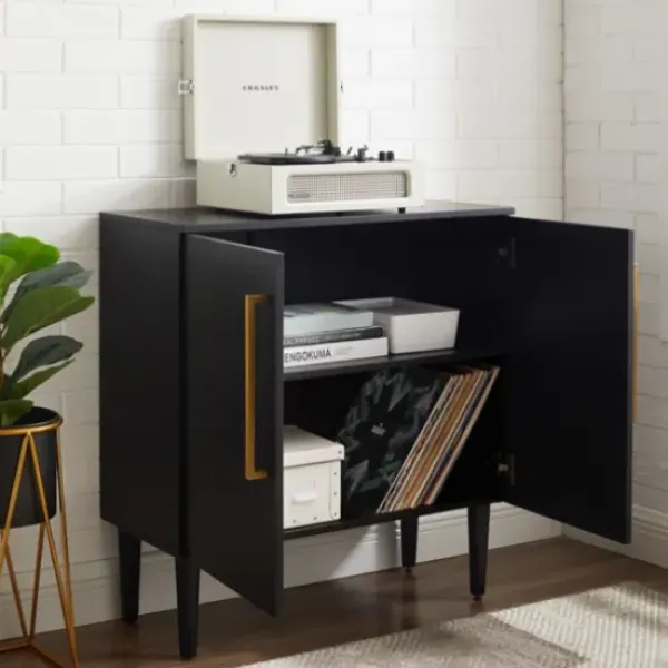Cabinets & Sideboards-Kirkland's Home Modern Black And Gold Cabinet