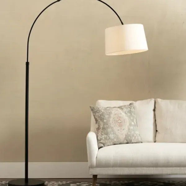 Floor Lamps-Kirkland's Home Modern Black Arch Floor Lamp Ivory