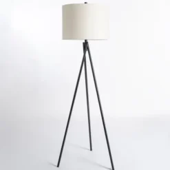 Floor Lamps-Kirkland's Home Modern Black Tripod Floor Lamp White