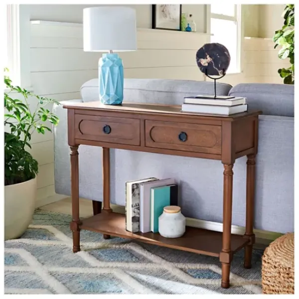 Console Tables-Kirkland's Home Modern Carved Accent Console Table Brown