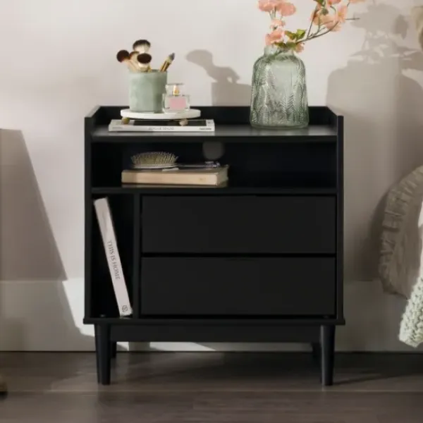 Nightstands-Kirkland's Home Modern Frame Wood Nightstand Black