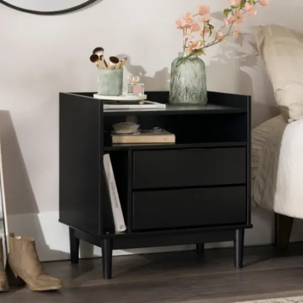 Nightstands-Kirkland's Home Modern Frame Wood Nightstand Black