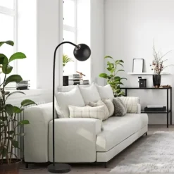 Floor Lamps-Kirkland's Home Modern Globe Shade Floor Lamp Black