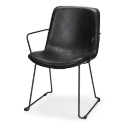 Dining Chairs-Kirkland's Home Modern Leather Wire Frame Dining Chair Black