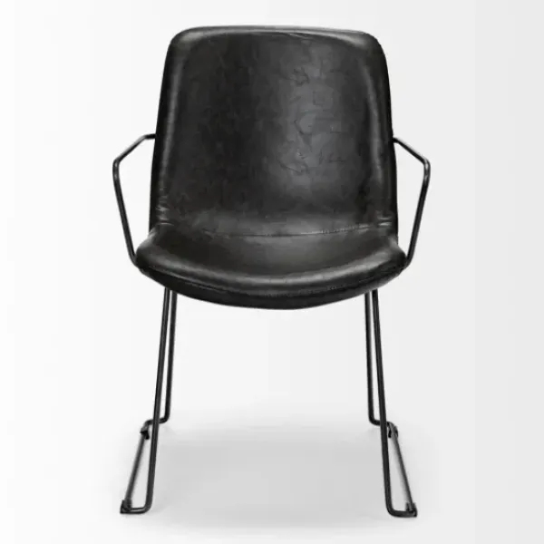 Dining Chairs-Kirkland's Home Modern Leather Wire Frame Dining Chair Black