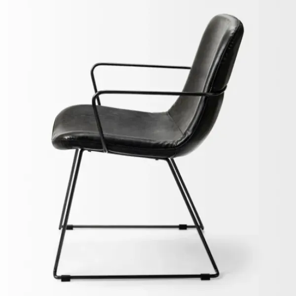 Dining Chairs-Kirkland's Home Modern Leather Wire Frame Dining Chair Black