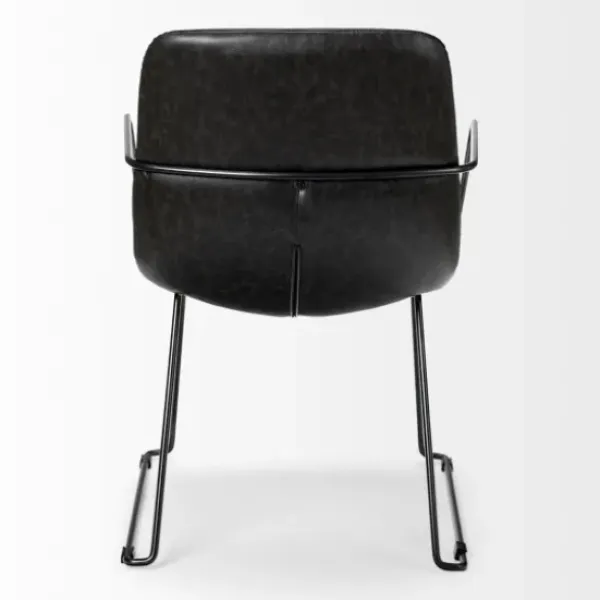 Dining Chairs-Kirkland's Home Modern Leather Wire Frame Dining Chair Black
