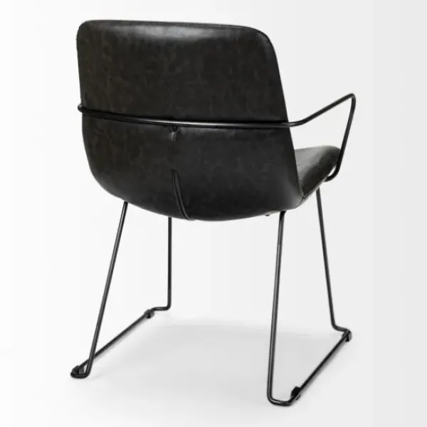 Dining Chairs-Kirkland's Home Modern Leather Wire Frame Dining Chair Black
