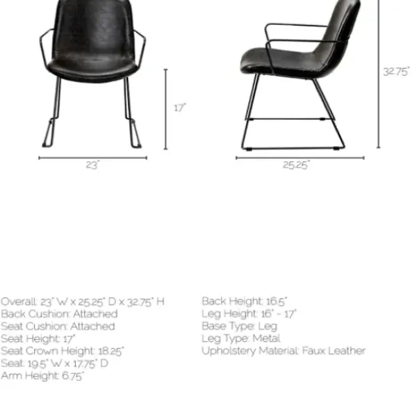 Dining Chairs-Kirkland's Home Modern Leather Wire Frame Dining Chair Black