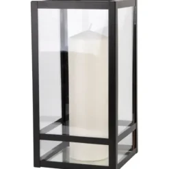 Lanterns-Kirkland's Home Modern Metal Lantern, 9 In. Black