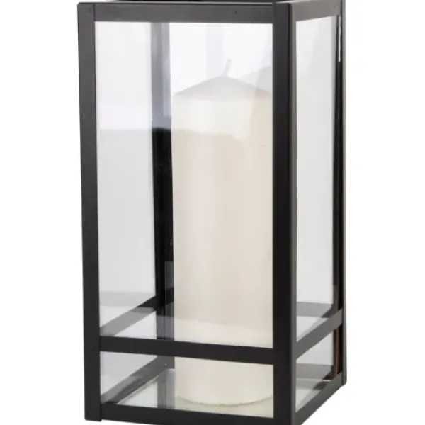 Lanterns-Kirkland's Home Modern Metal Lantern, 9 In. Black