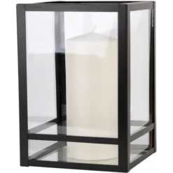 Lanterns-Kirkland's Home Modern Metal Lantern, 6 In. Black