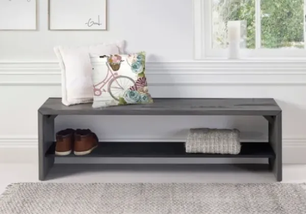 Entryway Furniture-Kirkland's Home Modern Reclaimed Farmhouse Bench Gray