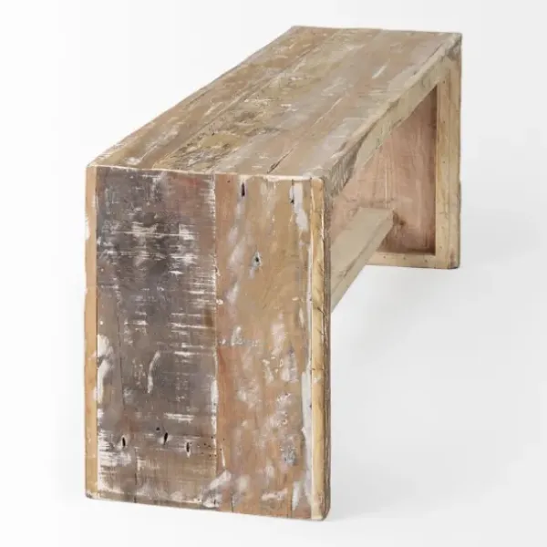 Benches & Ottomans-Kirkland's Home Modern Reclaimed Wood Bench Brown