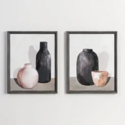 Framed Art-Kirkland's Home Modern Vessel I Framed Art Print Gray/Black/Tan