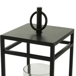 Lanterns-Kirkland's Home Modern Vintage Iron Framed Lantern, 18 In. Black