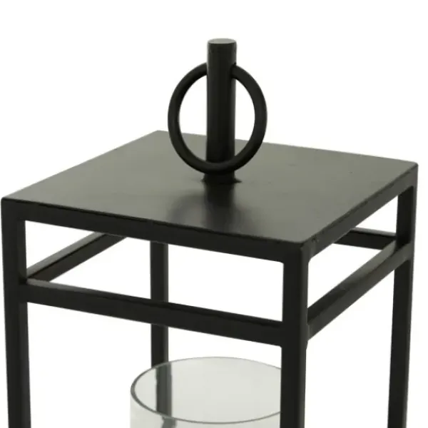 Lanterns-Kirkland's Home Modern Vintage Iron Framed Lantern, 18 In. Black