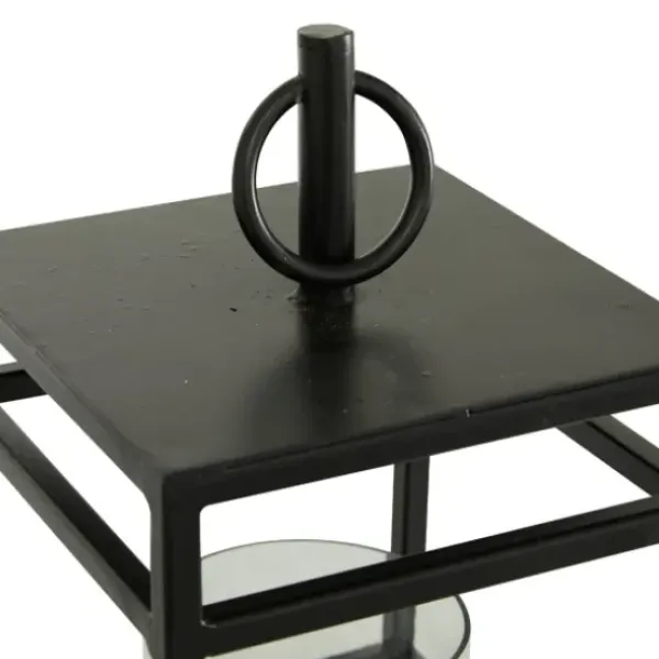 Lanterns-Kirkland's Home Modern Vintage Iron Framed Lantern, 15 In. Black