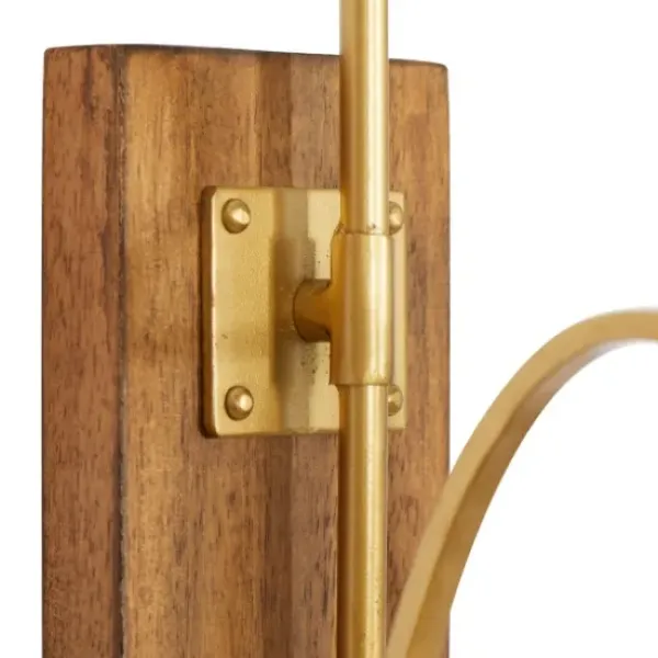 Sconces-Kirkland's Home Modern Warm Wood And Gold Sconce