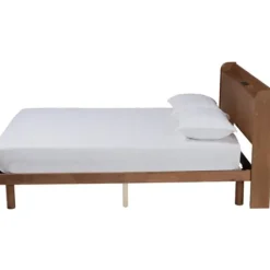 Beds & Headboards-Kirkland's Home Modern Wood Queen Platform Bed Brown