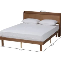 Beds & Headboards-Kirkland's Home Modern Wood Queen Platform Bed Brown