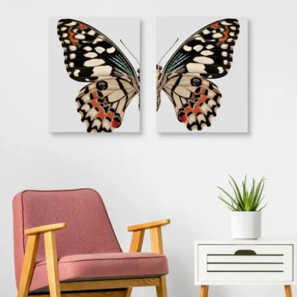 Wall Quotes & Signs-Kirkland's Home Monarch Butterfly I & Ii Canvas Prints, Set Of 2 Ivory/Multi