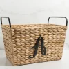 Baskets & Boxes-Kirkland's Home Monogram A Woven Rat Metal Handle Basket Tan
