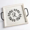 Decorative Trays-Kirkland's Home Monogram B Wood Tray With Handles White