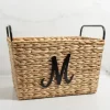 Baskets & Boxes-Kirkland's Home Monogram M Woven Rat Metal Handle Basket Tan