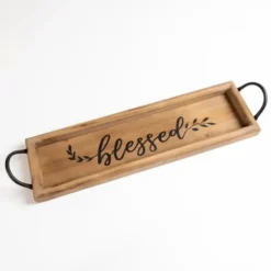 Decorative Trays-Kirkland's Home Monogram P Wood Tray With Handles White