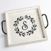 Decorative Trays-Kirkland's Home Monogram R Wood Tray With Handles White