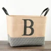 Baskets & Boxes-Kirkland's Home Monogrammed B Black Diamond Jute Storage Bin Tan/Black