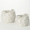 Baskets & Boxes-Kirkland's Home Monogrammed B Gray Plaid Leather Handle Jute Bin Tan