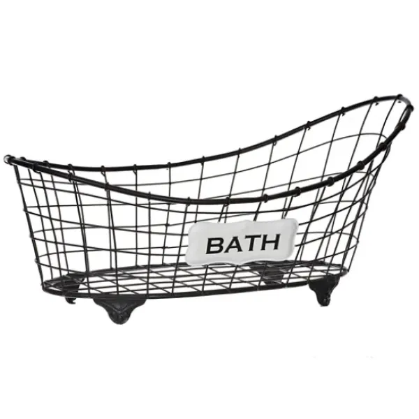Baskets & Boxes-Kirkland's Home Monogrammed E Gray Plaid Leather Handle Jute Bin Tan