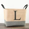 Baskets & Boxes-Kirkland's Home Monogrammed J Black Diamond Jute Storage Bin Tan/Black