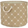 Baskets & Boxes-Kirkland's Home Monogrammed L Gray Plaid Leather Handle Jute Bin Tan