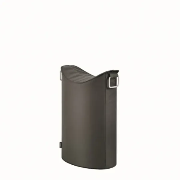 Baskets & Boxes-Kirkland's Home Monogrammed M Gray Plaid Leather Handle Jute Bin Tan