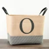 Baskets & Boxes-Kirkland's Home Monogrammed O Black Diamond Jute Storage Bin Tan/Black