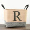 Baskets & Boxes-Kirkland's Home Monogrammed R Black Diamond Jute Storage Bin Tan/Black