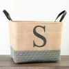 Baskets & Boxes-Kirkland's Home Monogrammed S Black Diamond Jute Storage Bin Tan/Black
