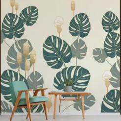 Wall Murals & Wall Decals-Kirkland's Home Monstera On Early Dawn Peel And Stick Wall Mural Green/Yellow