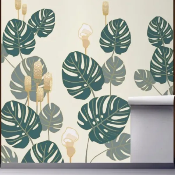 Wall Murals & Wall Decals-Kirkland's Home Monstera On Early Dawn Peel And Stick Wall Mural Green/Yellow